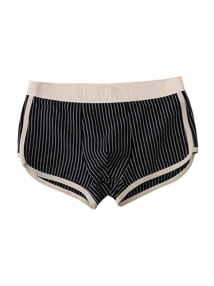 4 Pack Men's Striped Printed Personality Trendy Youth Boxer Briefs