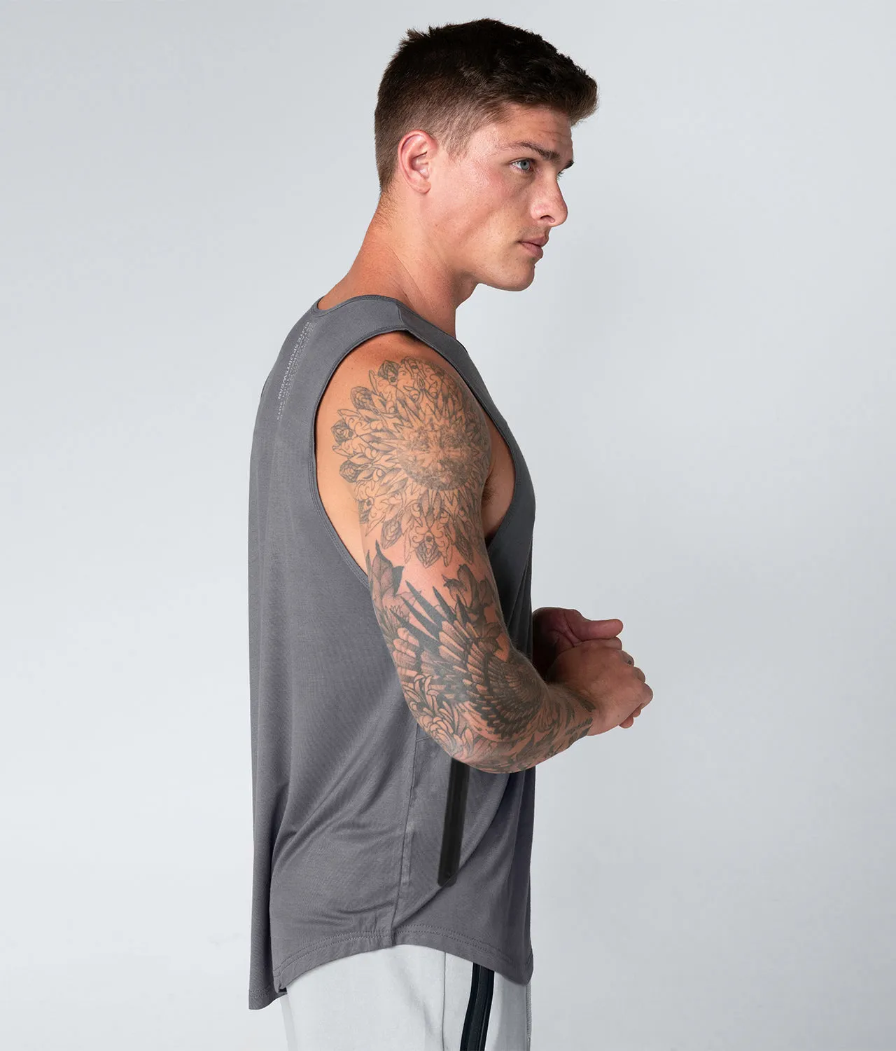 Born Tough Zippered Gray Athletic Tank Top for Men