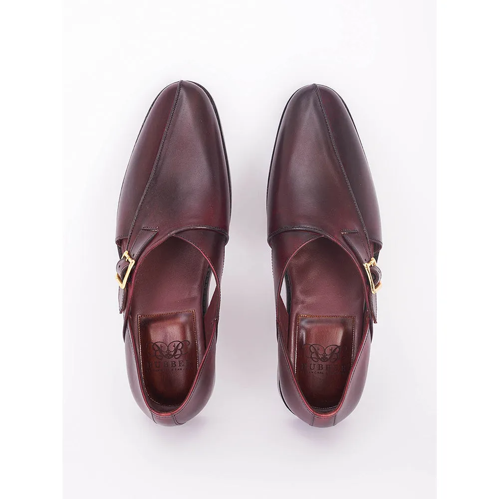 Bubber Couture Burgundy Italian Leather Peshawari Sandals