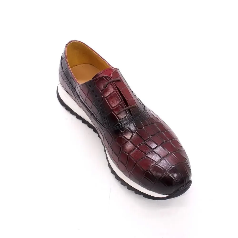 CrocLuxe Embossed Leather Lace-up Shoes