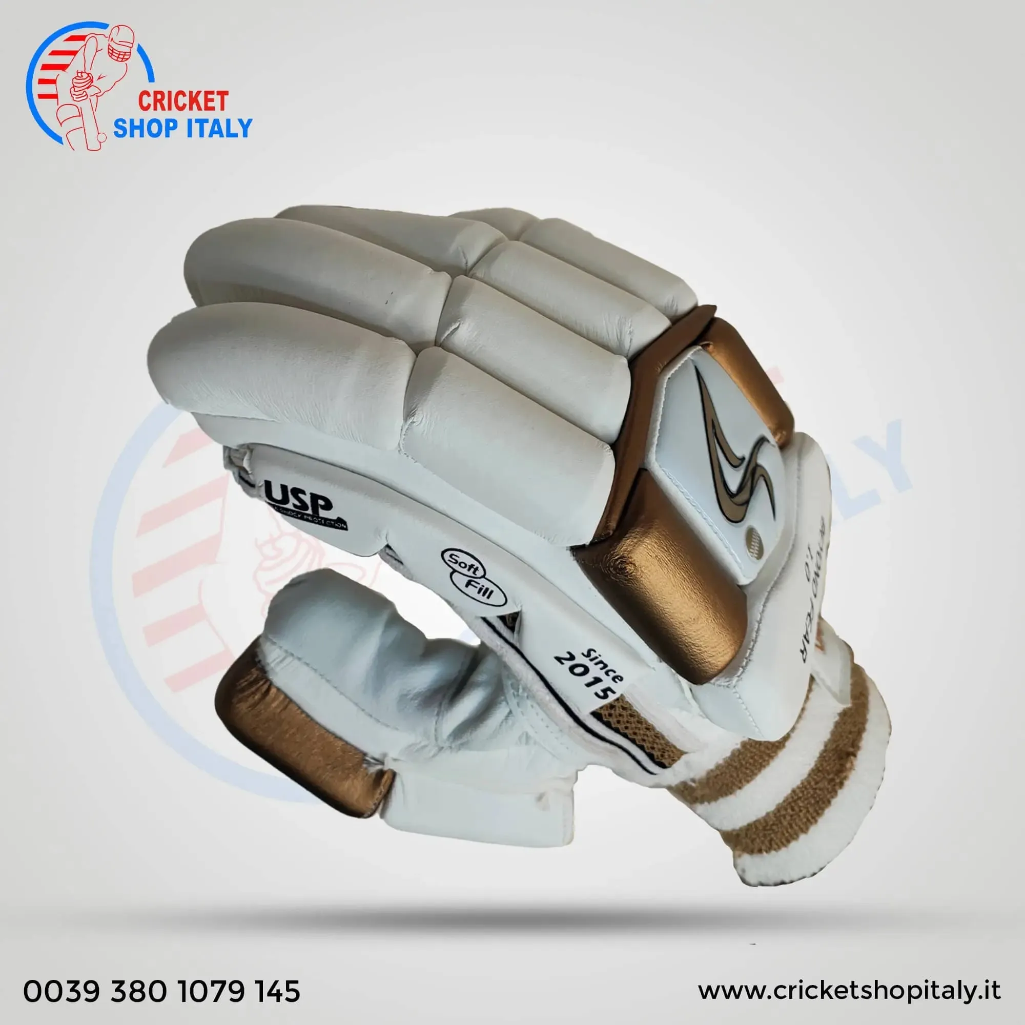 DS D 1.0 White/Gold Batting Gloves Youth