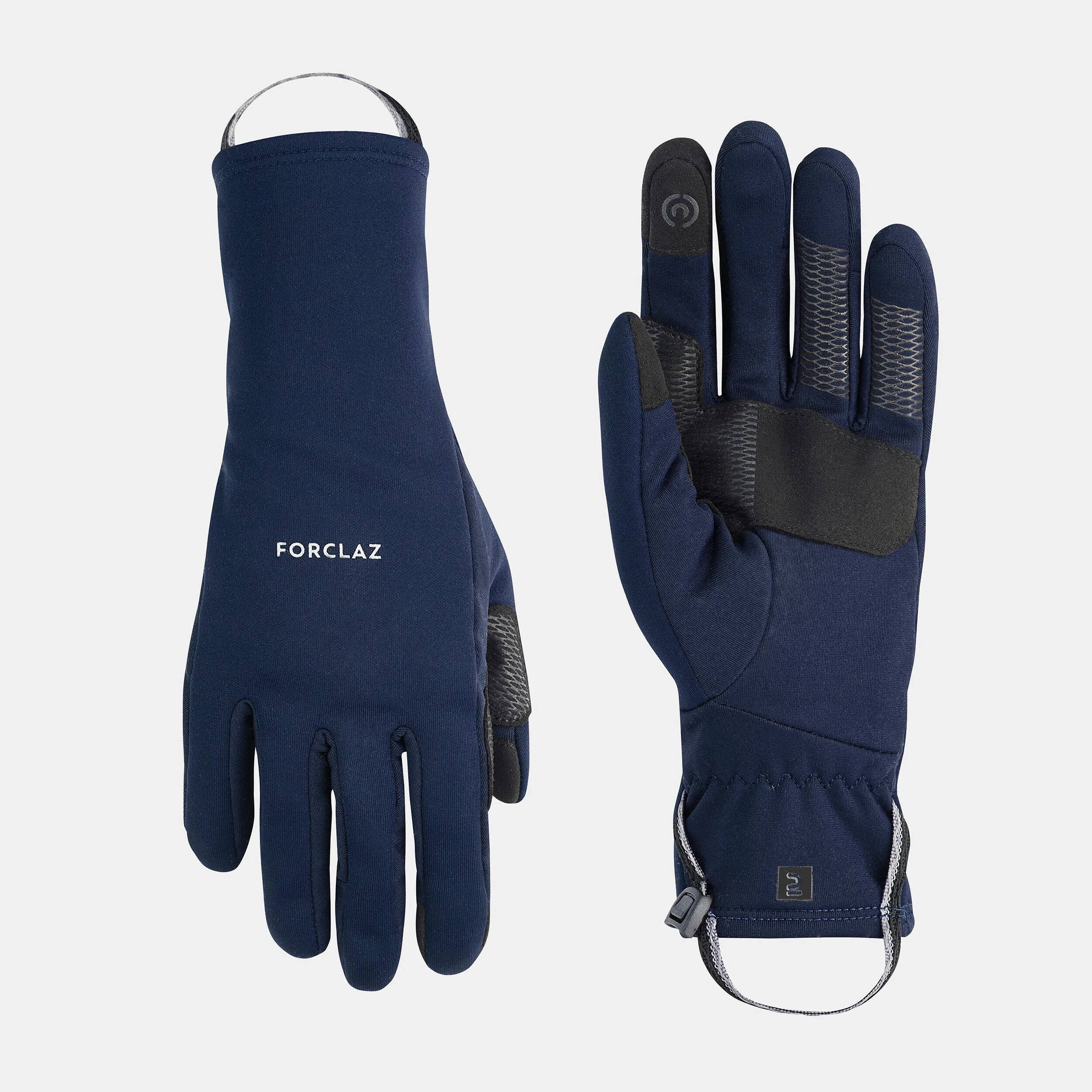 Elastic tactile trekking gloves Forclaz MT500, dark blue