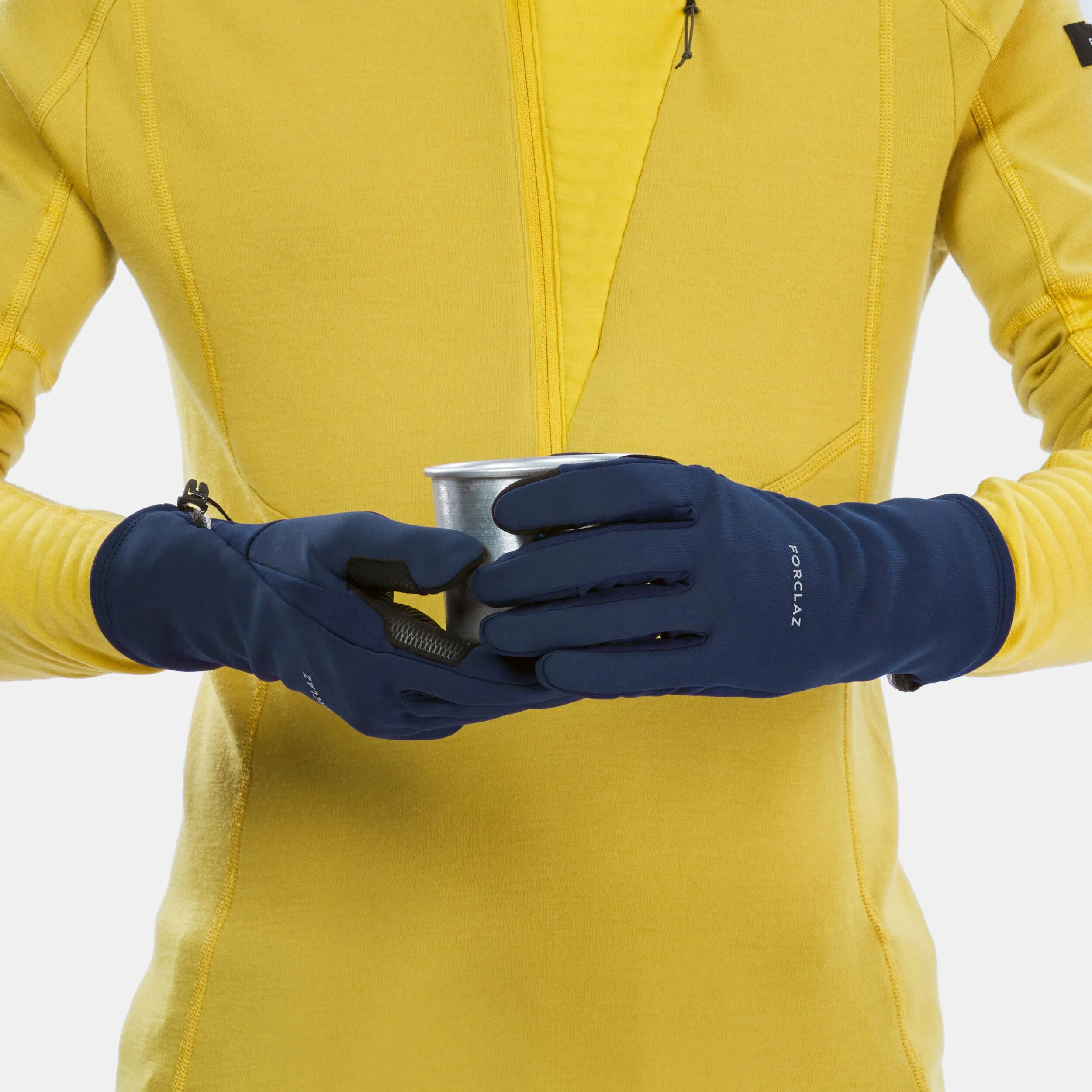 Elastic tactile trekking gloves Forclaz MT500, dark blue