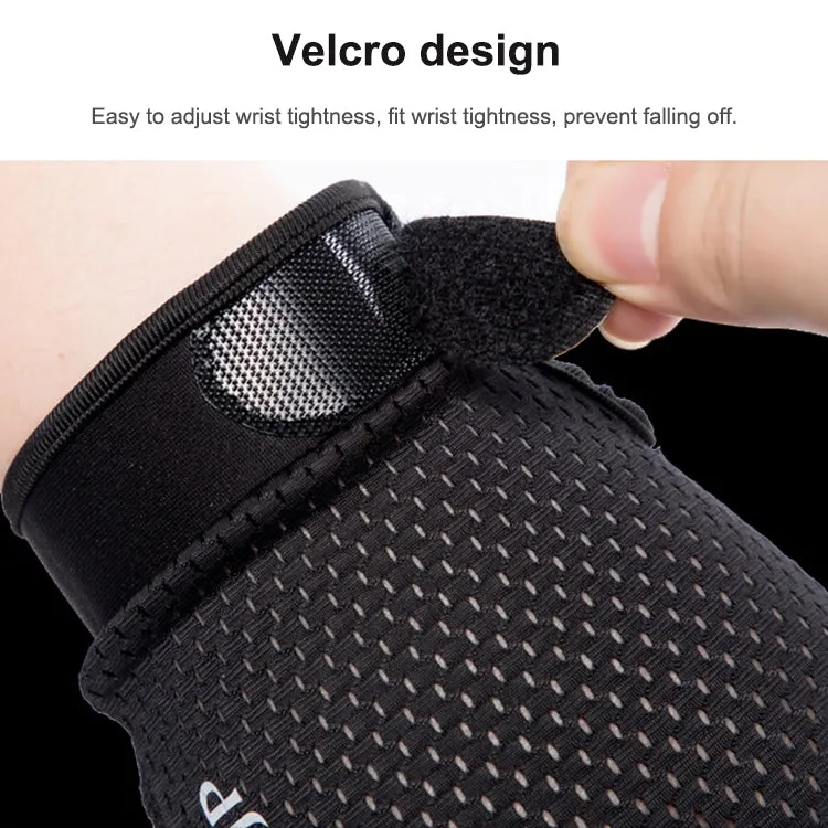 HSLEJP Outdoor Sports Breathable Touch Screen Antiskid Cycling Full Finger Gloves, Size: L(Black)