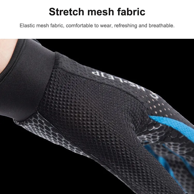 HSLEJP Outdoor Sports Breathable Touch Screen Antiskid Cycling Full Finger Gloves, Size: L(Black)