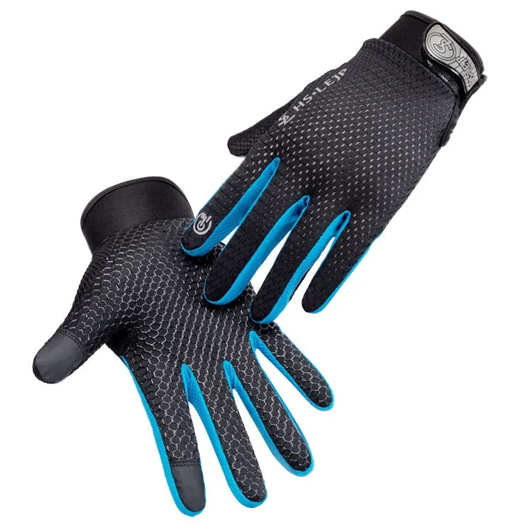HSLEJP Outdoor Sports Breathable Touch Screen Antiskid Cycling Full Finger Gloves, Size: L(Black)