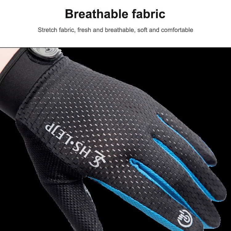 HSLEJP Outdoor Sports Breathable Touch Screen Antiskid Cycling Full Finger Gloves, Size: L(Black)