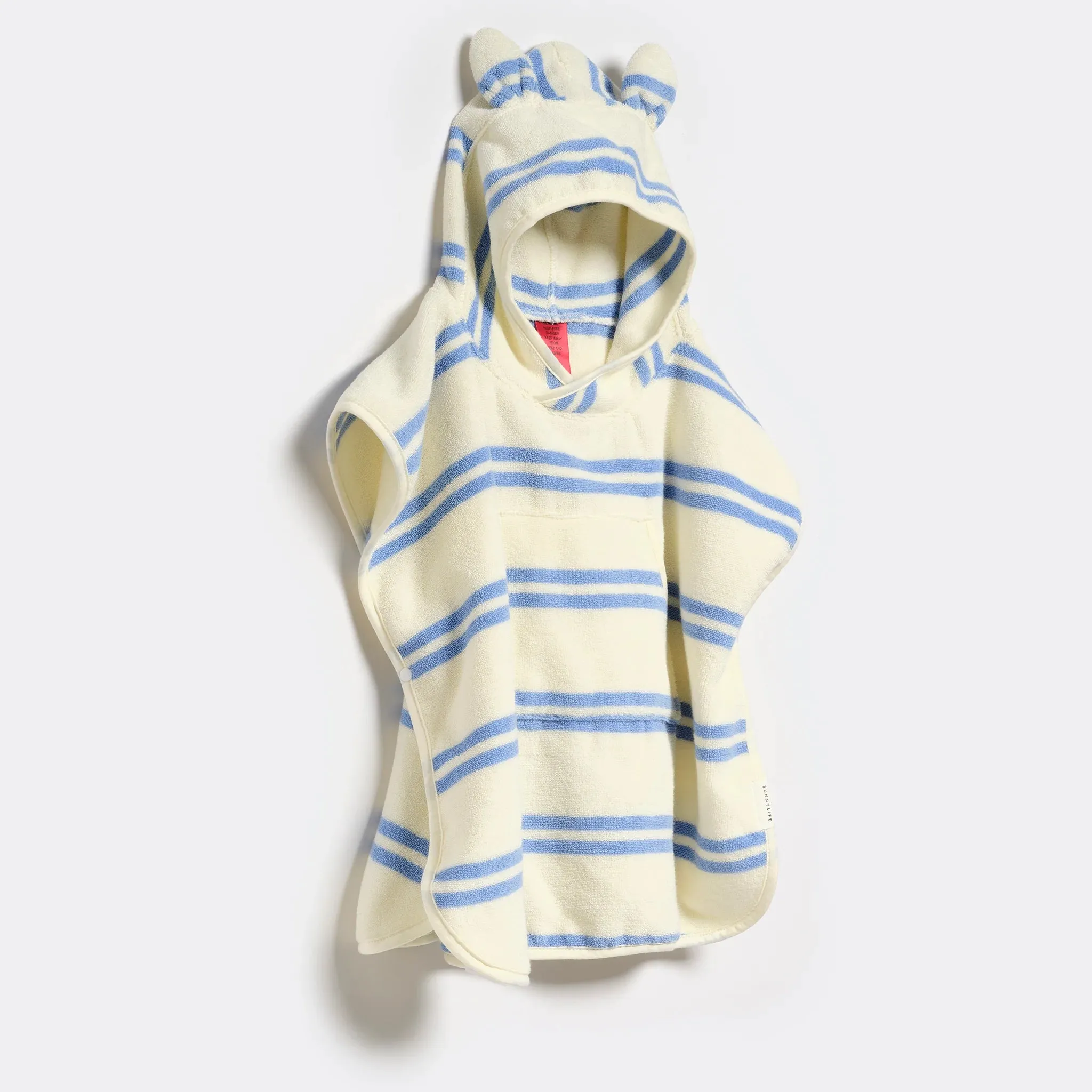 Kids Character Hooded Towel - Sid the Seagull Blue Stripe