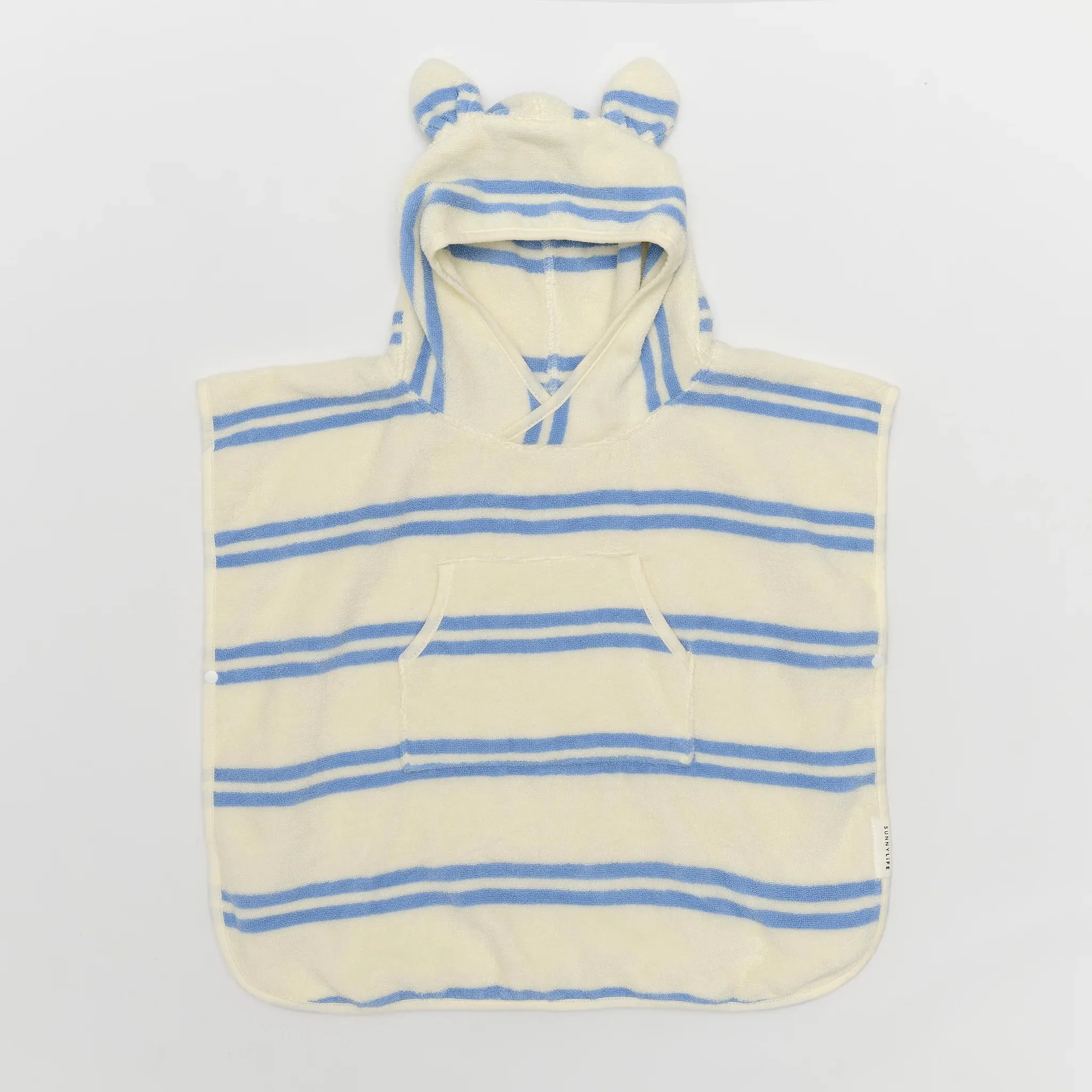 Kids Character Hooded Towel - Sid the Seagull Blue Stripe