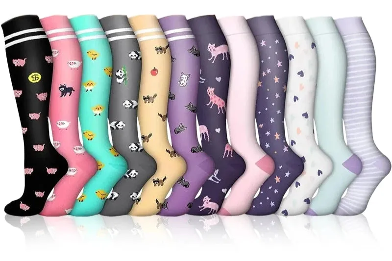 ROYALUCK 12 Pairs Graduated Compression Socks for Running, Athletic Sports(15-20mmHg)