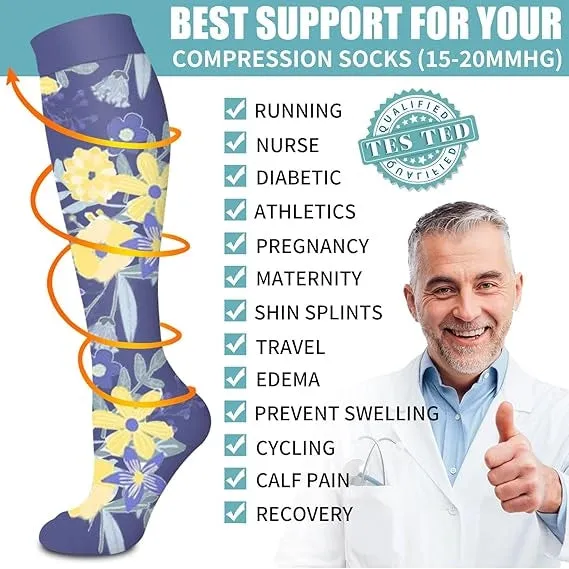ROYALUCK 12 Pairs Graduated Compression Socks for Running, Athletic Sports(15-20mmHg)