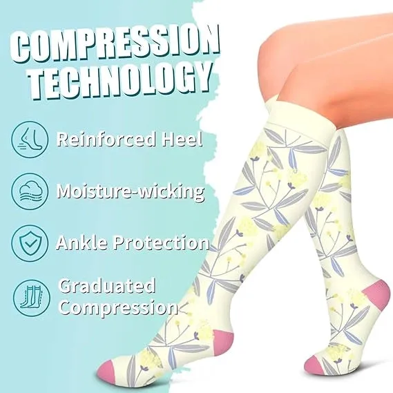 ROYALUCK 12 Pairs Graduated Compression Socks for Running, Athletic Sports(15-20mmHg)
