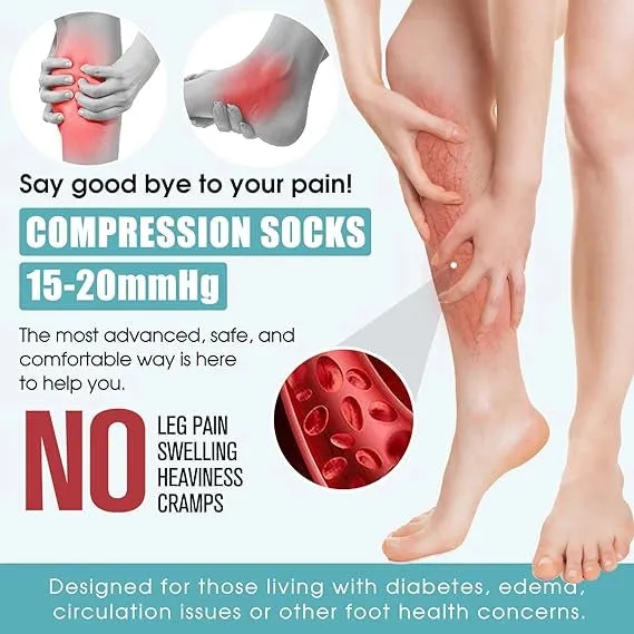 ROYALUCK 12 Pairs Graduated Compression Socks for Running, Athletic Sports(15-20mmHg)