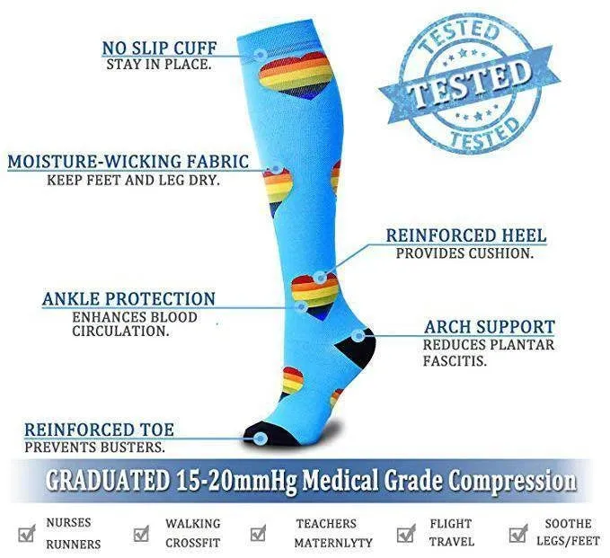 ROYALUCK 4 Pairs Compression Socks for Women Circulation-Best Support for Nurses,Running,Athletic,Travel