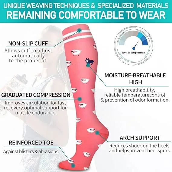ROYALUCK 6 Pairs Compression Socks (15-20mmHg) for Women & Men Circulation - Best Support for Nurses,Running,Athletic,Sports
