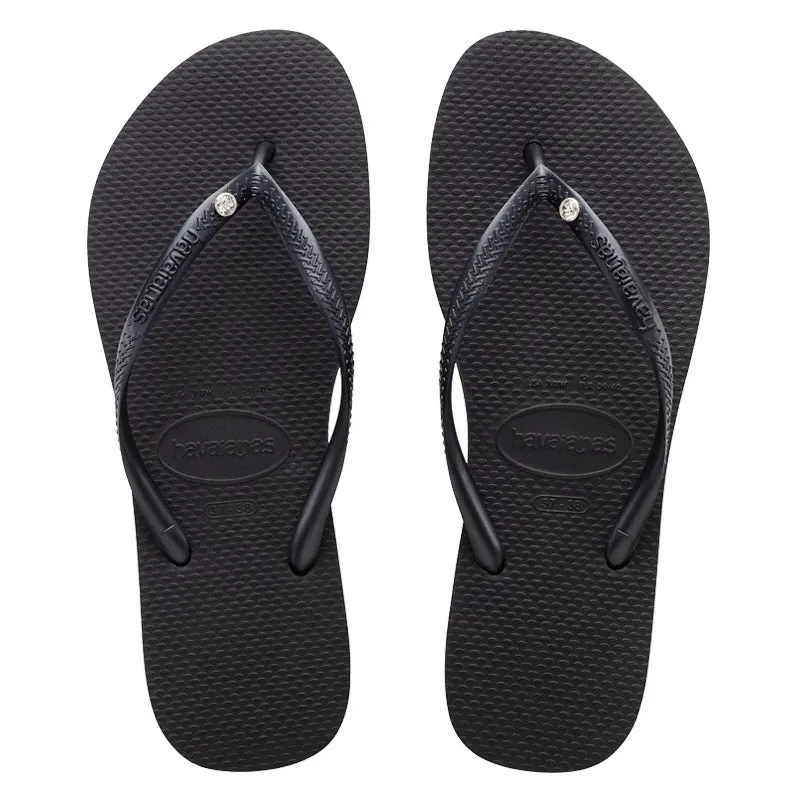 Slim Crystal SW ll Black Thongs