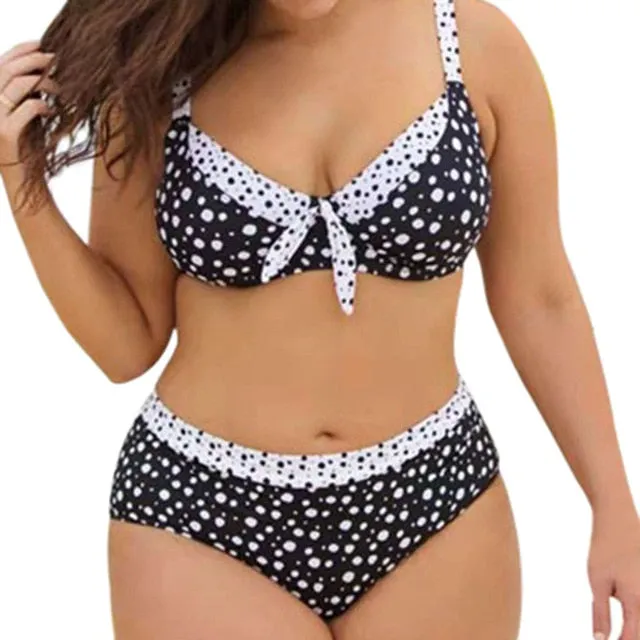 Swimwear women Casual plus size swimwear Fashion Plus Size Print Striped Split Swimsuit Beachwear Bikini Swimsuit Y603