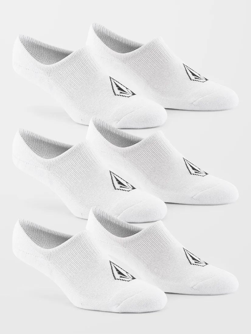 Volcom Men's Stones No Show Socks (3 Pack) White D6302005_WHT