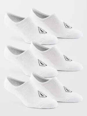 Volcom Men's Stones No Show Socks (3 Pack) White D6302005_WHT