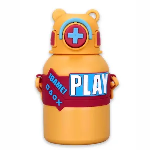 Yellow Game Theme Stainless Steel Kids Water Bottle, 550ml