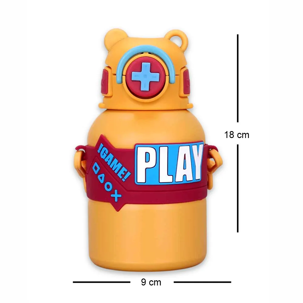 Yellow Game Theme Stainless Steel Kids Water Bottle, 550ml
