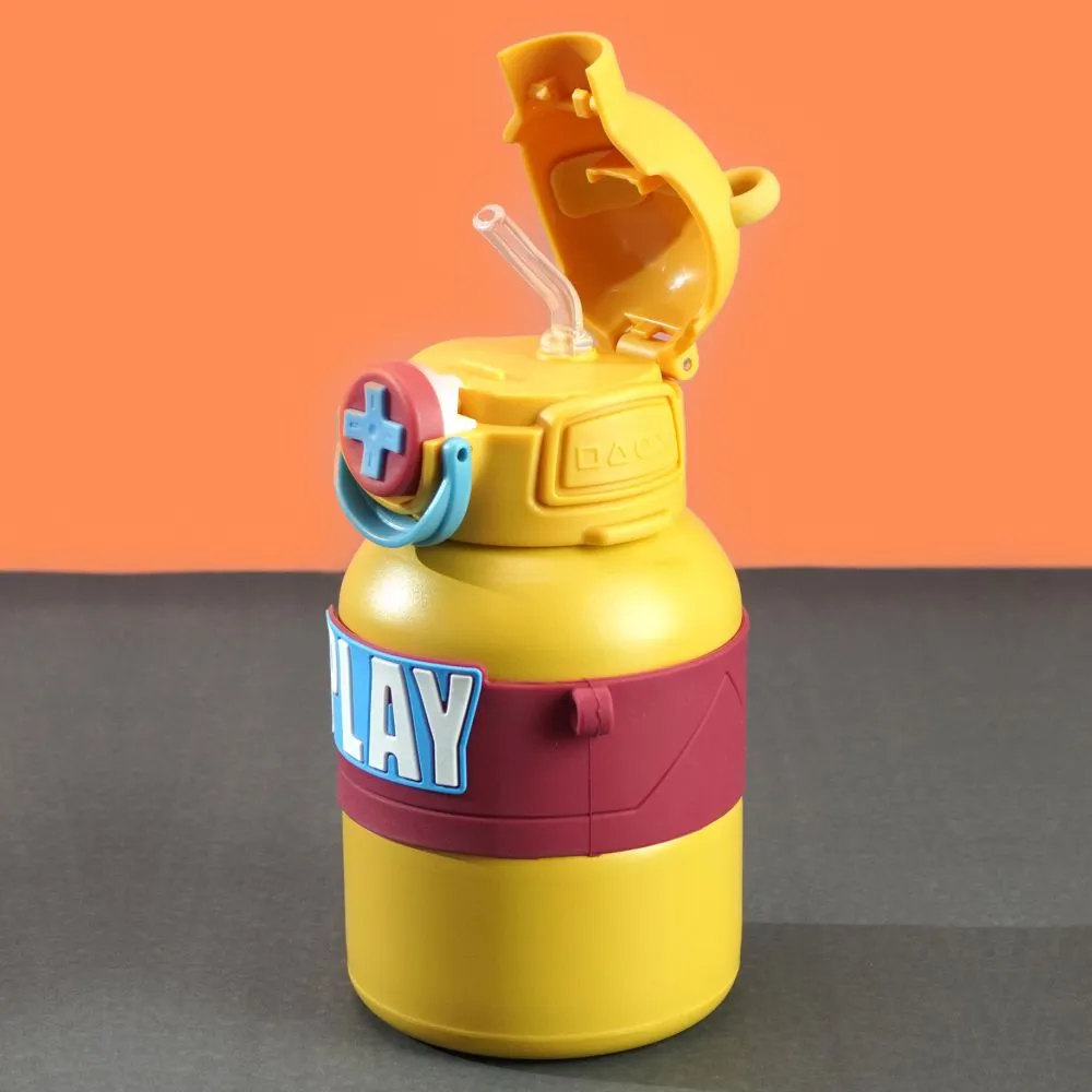 Yellow Game Theme Stainless Steel Kids Water Bottle, 550ml