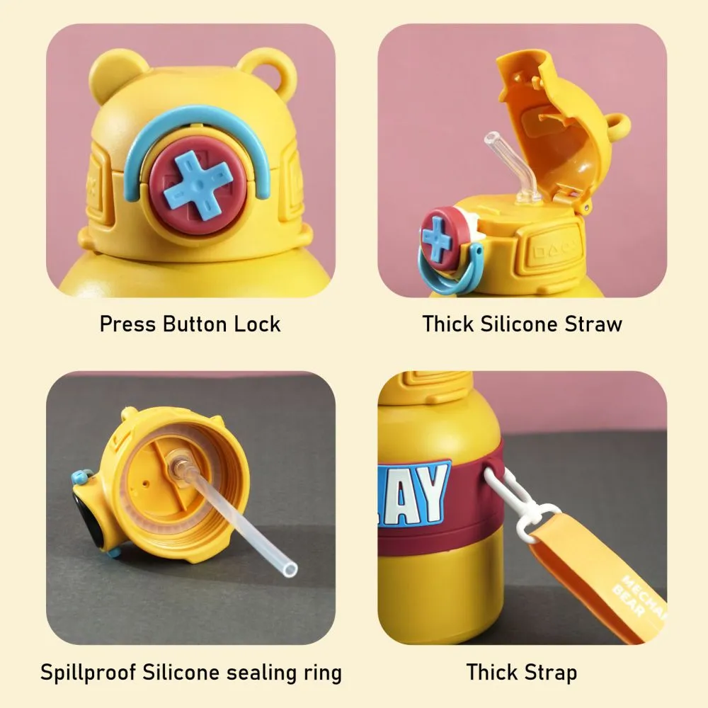 Yellow Game Theme Stainless Steel Kids Water Bottle, 550ml