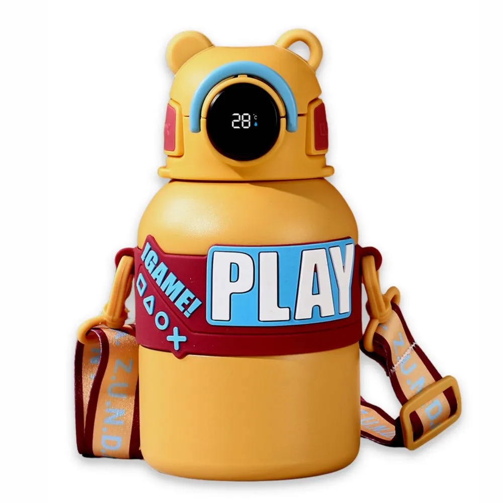 Yellow Game Theme tempertaure Controlled Stainless Steel Kids Water Bottle, 550ml