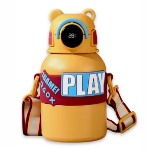 Yellow Game Theme tempertaure Controlled Stainless Steel Kids Water Bottle, 550ml